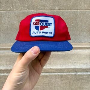 Car Quest VTG 80/90s red/blue mesh snapback trucker hat OSFA